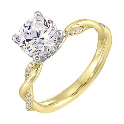 Aristea 14K Two-Tone Gold 1/8CTW Diamond Solitaire Mounting for 1CT Round Center
