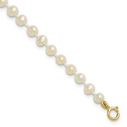Sunny Bear 14k 3-4mm White Semi-Round Freshwater Cultured Pearl 5 inch Bracelet
