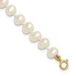 Bubbles Puff 14k 5-6mm White Semi-Round Freshwater Cultured Pearl 5 inch Bracelet