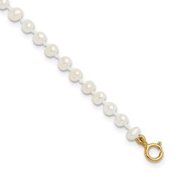 Novara 14k Madi K 3-4mm White Egg Shape Freshwater Cultured Pearl 6 inch Bracelet