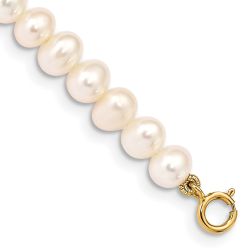 Liora 14k Madi K 4-5mm White Egg Shape Freshwater Cultured Pearl 5 inch Bracelet