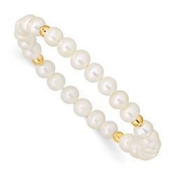 Selene 14k Madi K 4-5mm White Egg Shape Freshwater Pearl Beaded Stretch Bracelet