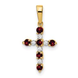 Sprinkle Star 14k Garnet and Diamond Cross Pendant
