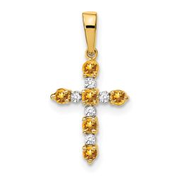 Luna Glow 14k Citrine and Diamond Cross Pendant