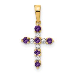 Lollipop Bloom 14k Amethyst and Diamond Cross Pendant