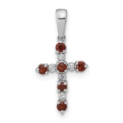 Sprout Shine 14k White Gold Garnet and Diamond Cross Pendant