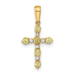 Snowflake Nest 14k Peridot and Diamond Cross Pendant
