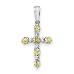 Cuddles Cloud 14k White Gold Peridot and Diamond Cross Pendant