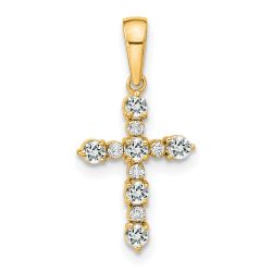 Fluffy Nook 14k White Topaz and Diamond Cross Pendant