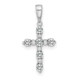 Ripple Bloom 14k White Gold White Topaz and Diamond Cross Pendant