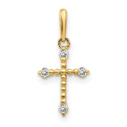 Luna Wink 14k CZ Children's Cross Pendant