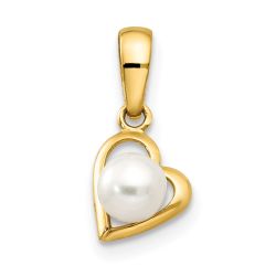 Zippy Star 14k FW Cultured Pearl Children's Heart Pendant