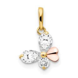 Zippy Wink 14k Yellow and Rose Gold CZ Children's Butterfly Pendant