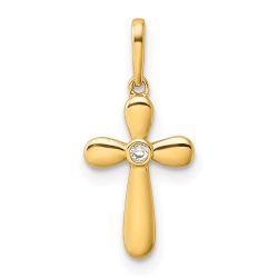 Luna Shine 14k Childrens CZ Cross Pendant