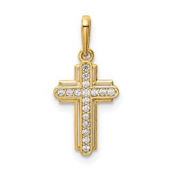 Tranquil Iris 14K Cross CZ Pendant