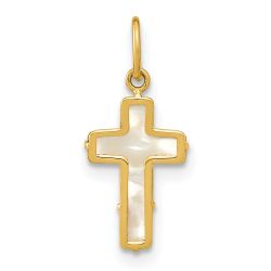 Peanut Song 14K Polished Mother of Pearl Cross Pendant