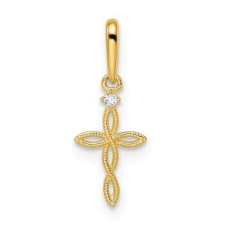 Buddy Nest 14k CZ Textured Cross Pendant