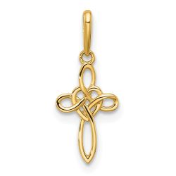 Whimsy Shine 14k Polished Heart Celtic Cross Pendant