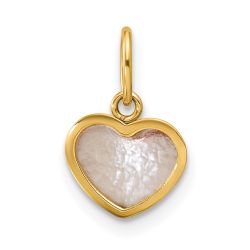 Gleaming Echo Soft Cascade 14K Polished Mother of Pearl Heart Pendant