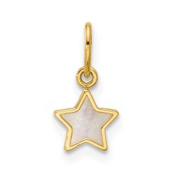 Refined Camellia Crystal Birch 14K Polished Mother of Pearl Star Pendant