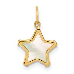 Serene Zephyr Dawn Oak 14K Polished Mother of Pearl Star Pendant