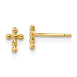 Skippy Cloud 14K Polished Beaded Cross Post Earrings