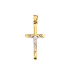 14k Yellow and White Gold Crucifix Charm