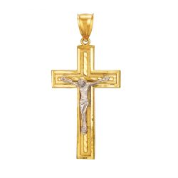 14k Yellow and White Gold Extra Large Crucifix Charm