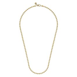 22 Inch 14K Yellow Gold 4mm Hollow Ball Chain Necklace