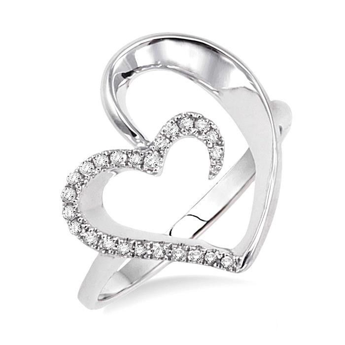 Diamond Heart Shape Ring in 14K White Gold
