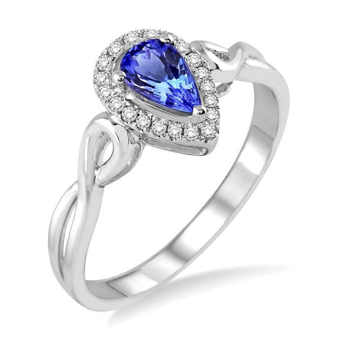 PEAR SHAPE GEMSTONE & DIAMOND RING