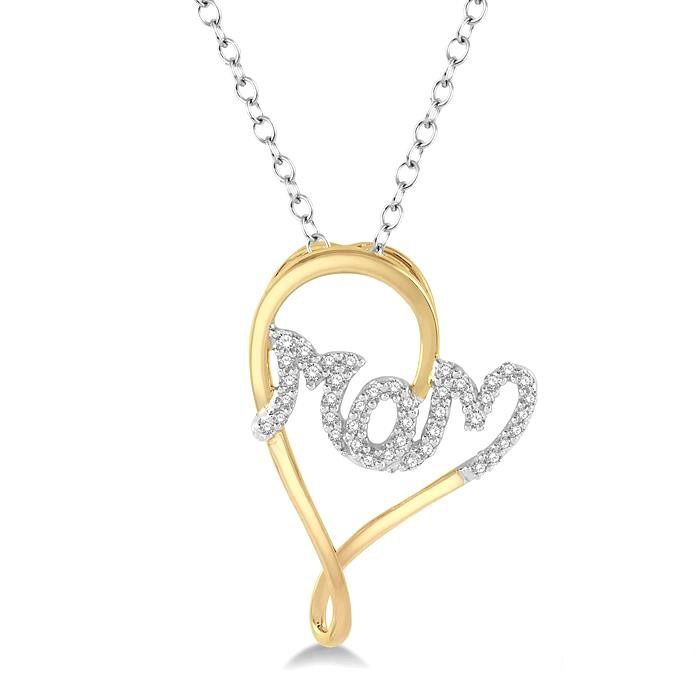 Mom Heart Shape Diamond Pendant