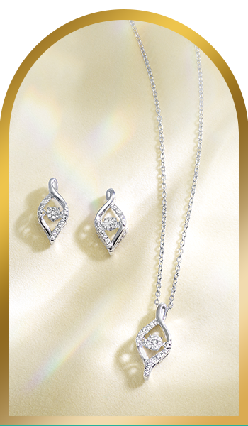 earrings and pendant