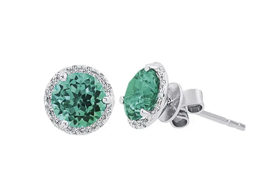 Emerald and Diamonds Silver Earrings