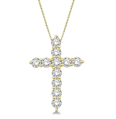 Yellow Gold Diamond Cross Pendant