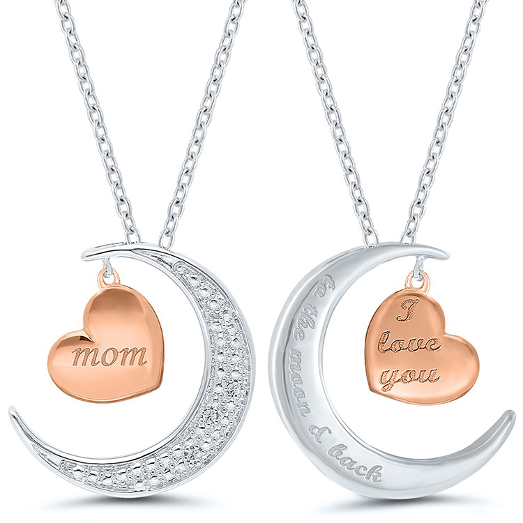 Sterling Silver Moon and Heart Pendant